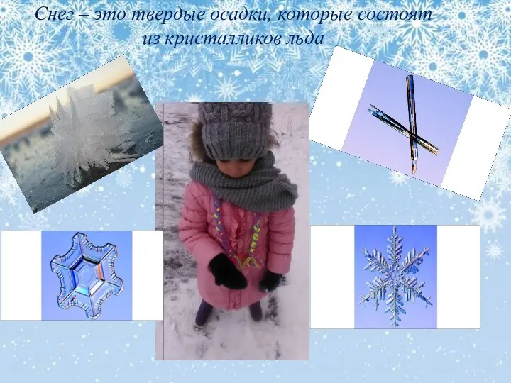 Снег – это твердые осадки, которые состоят из кристалликов льда