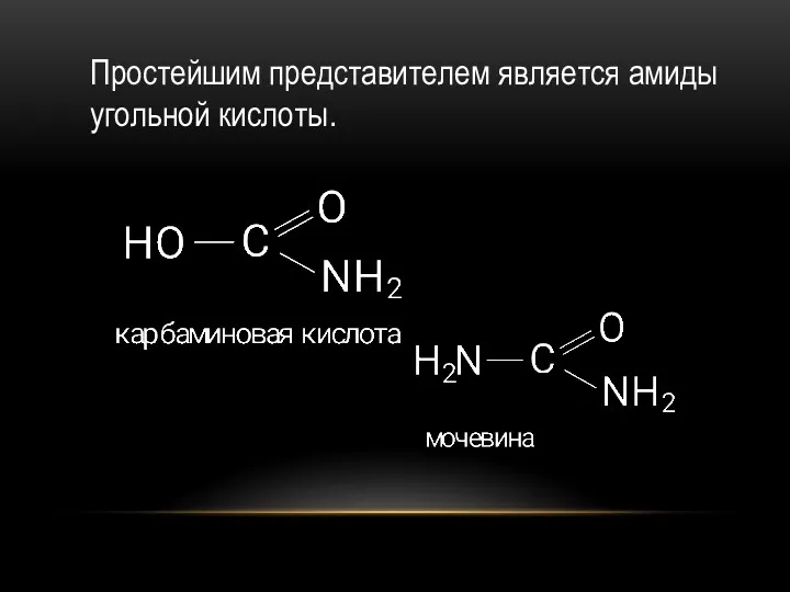 Простейшим представителем является амиды угольной кислоты.