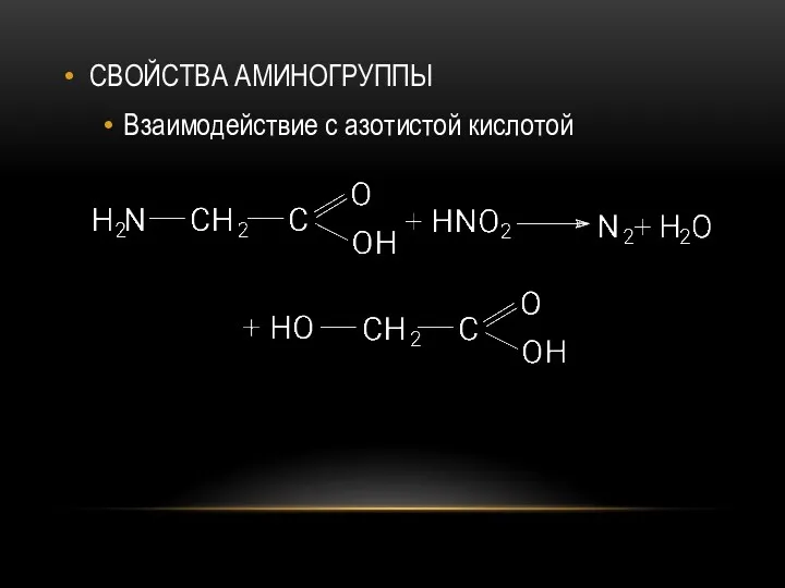 СВОЙСТВА АМИНОГРУППЫ Взаимодействие с азотистой кислотой