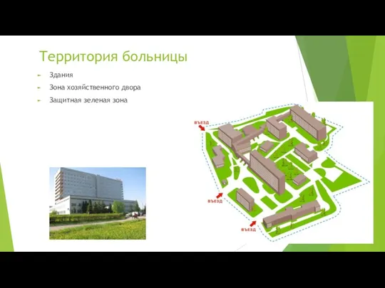 Территория больницы Здания Зона хозяйственного двора Защитная зеленая зона