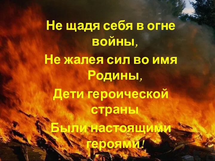 Не щадя себя в огне войны, Не жалея сил во