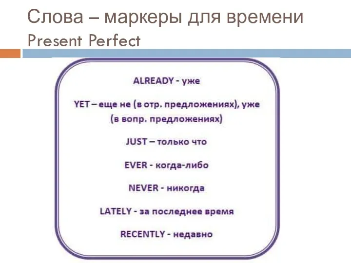 Слова – маркеры для времени Present Perfect