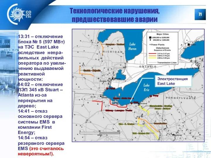 Технологические нарушения, предшествовавшие аварии 13:31 – отключение блока № 5