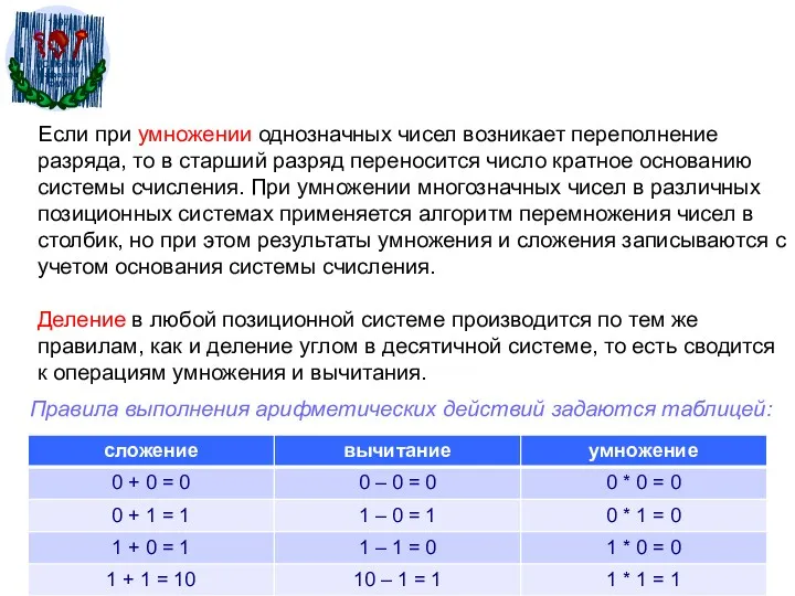 Если при умножении однозначных чисел возникает переполнение разряда, то в