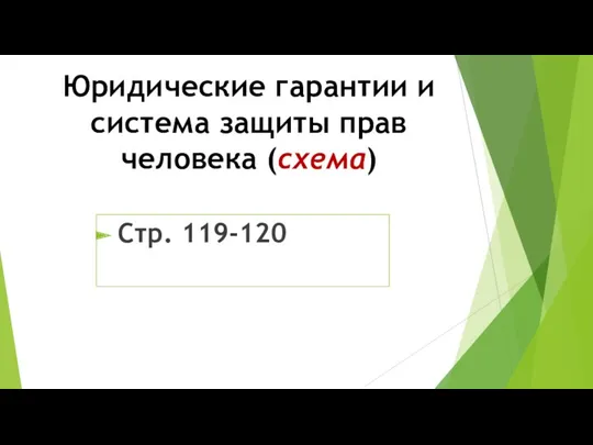 Юридические гарантии и система защиты прав человека (схема) Стр. 119-120