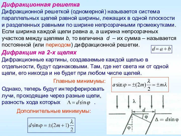 Дифракционные картины, создаваемые каждой щелью в отдельности, будут одинаковыми. Там,