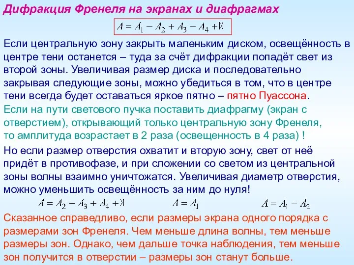 Если на пути светового пучка поставить диафрагму (экран с отверстием),