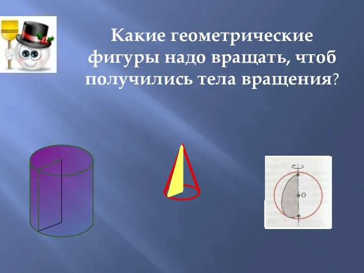 Какие геометрические фигуры надо вращать, чтоб получились тела вращения?