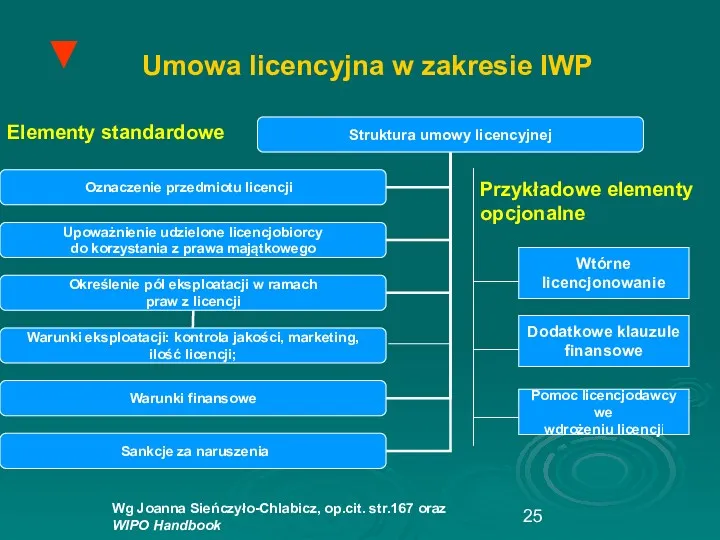 Umowa licencyjna w zakresie IWP Elementy standardowe Przykładowe elementy opcjonalne