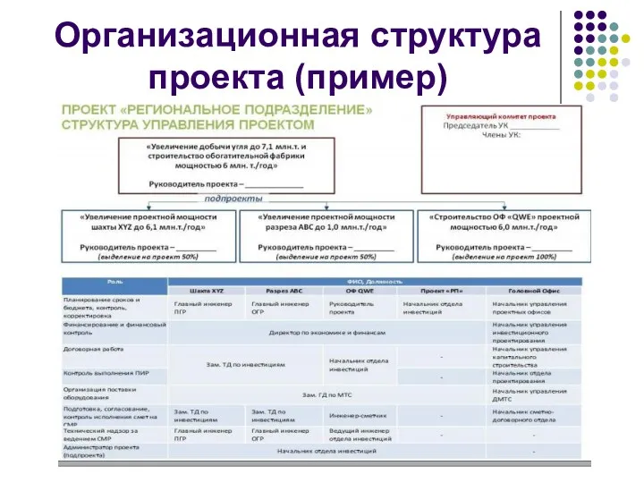 Организационная структура проекта (пример)