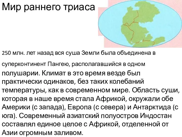 Мир раннего триаса 250 млн. лет назад вся суша Земли