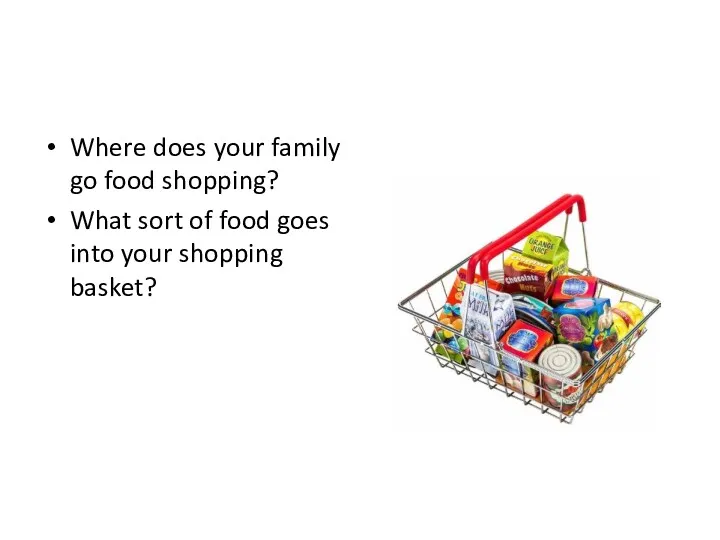 Where does your family go food shopping? What sort of food goes into your shopping basket?