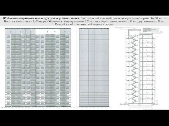 Объёмно-планировочное и конструктивное решение здания. Высота каждой из секций здания