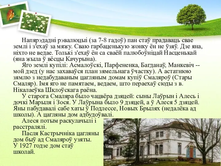 Напярэдадні рэвалюцыі (за 7-8 гадоў) пан стаў прадаваць свае землі