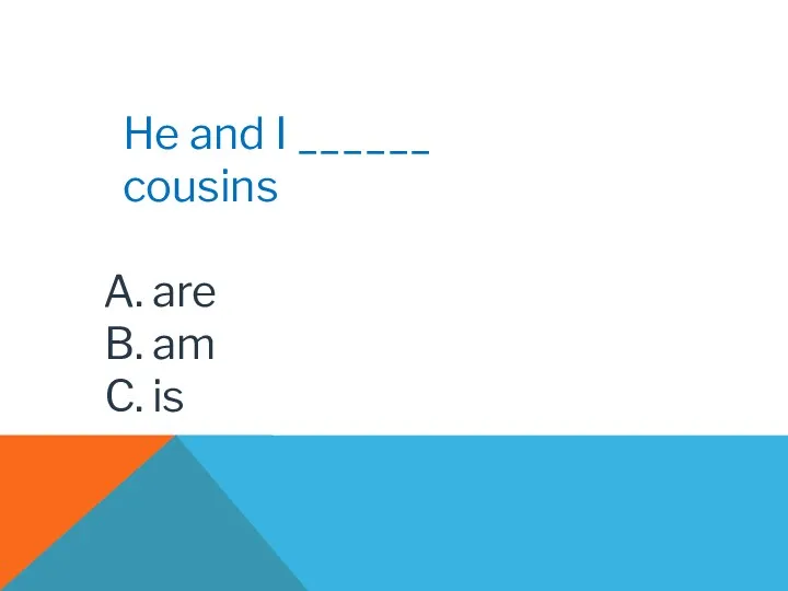 He and I ______ cousins are am is