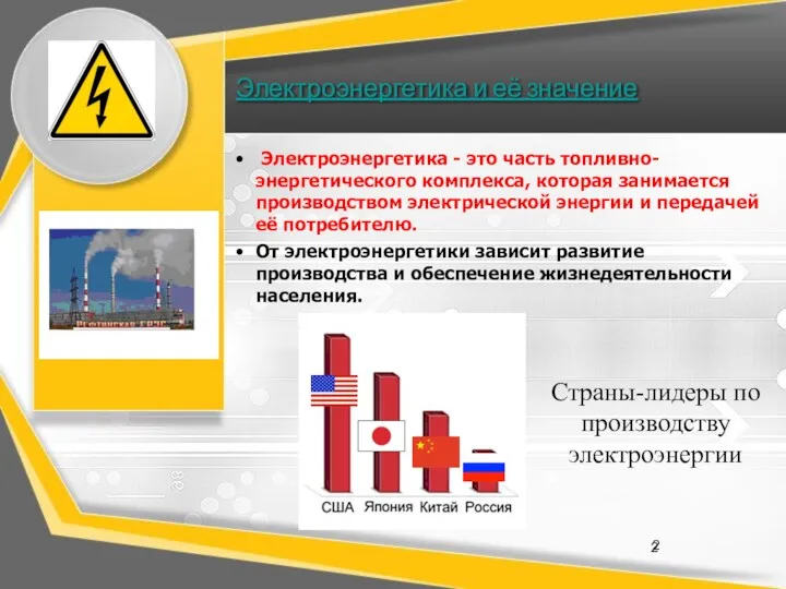 Электроэнергетика и её значение Электроэнергетика - это часть топливно-энергетического комплекса,