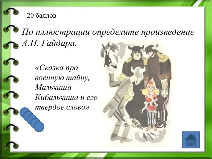 20 баллов По иллюстрации определите произведение А.П. Гайдара. «Сказка про