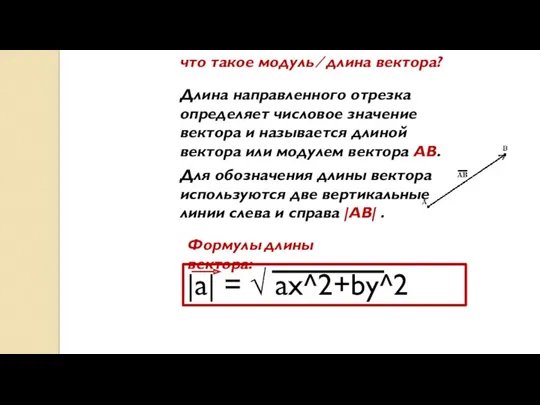 что такое модуль ∕ длина вектора? Длина направленного отрезка определяет