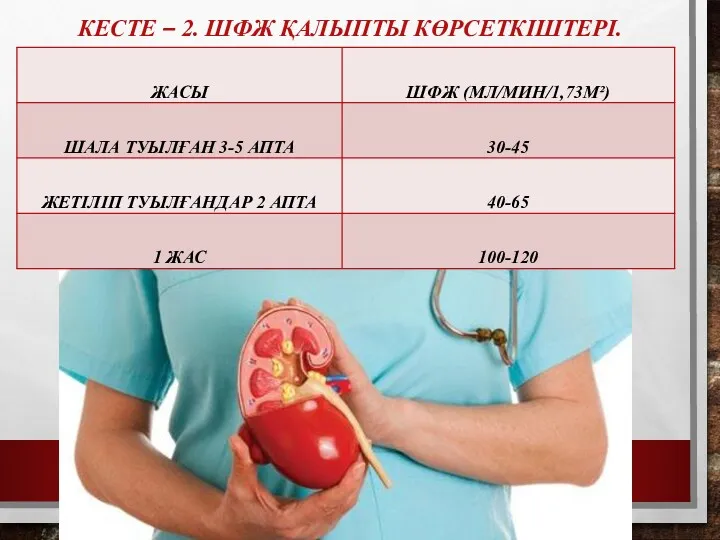 КЕСТЕ – 2. ШФЖ ҚАЛЫПТЫ КӨРСЕТКІШТЕРІ.