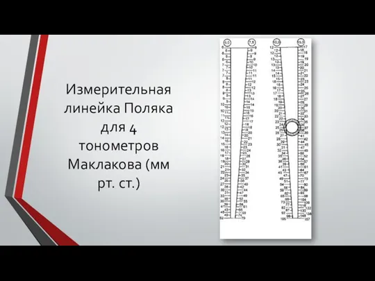 Измерительная линейка Поляка для 4 тонометров Маклакова (мм рт. ст.)