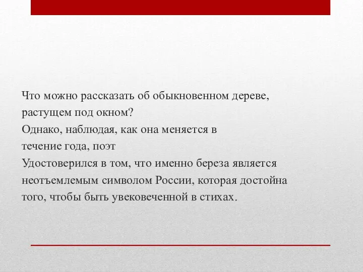 Что можно рассказать об обыкновенном дереве, растущем под окном? Однако,