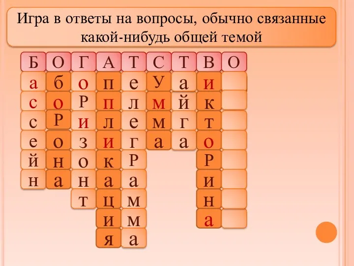 Игра в ответы на вопросы, обычно связанные какой-нибудь общей темой