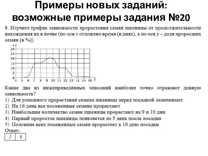 Примеры новых заданий: возможные примеры задания №20