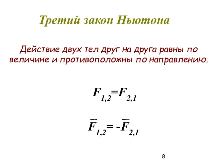 Третий закон Ньютона Действие двух тел друг на друга равны