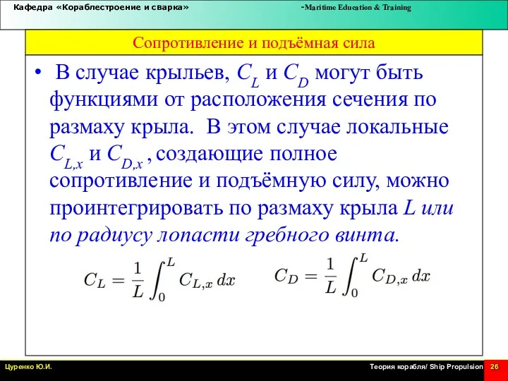 Сопротивление и подъёмная сила В случае крыльев, CL и CD