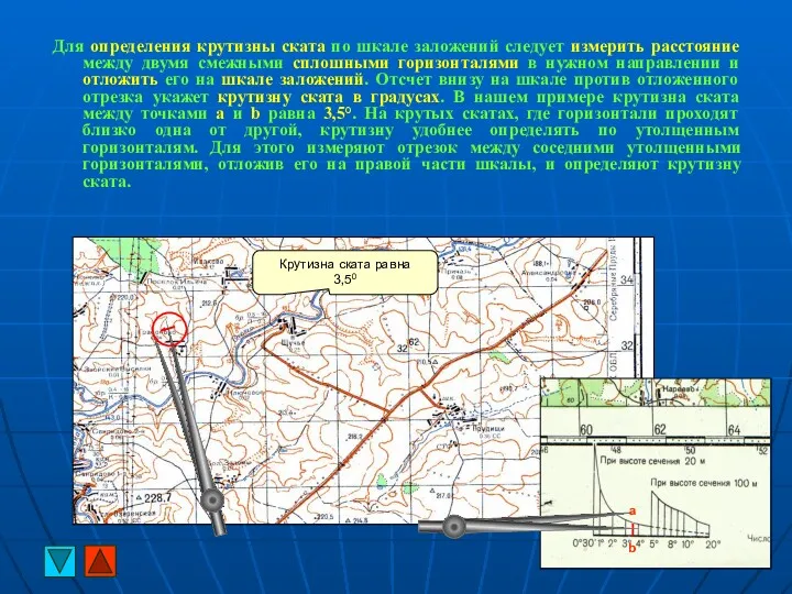 Для определения крутизны ската по шкале заложений следует измерить расстояние