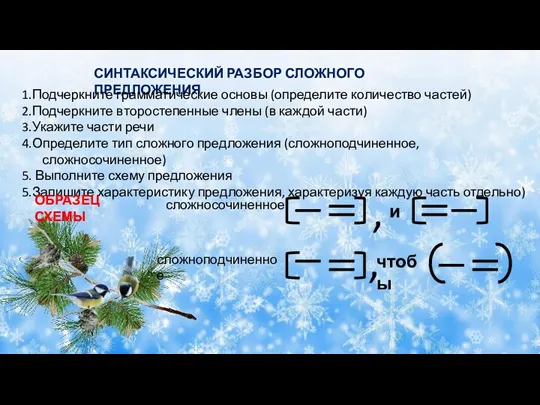 СИНТАКСИЧЕСКИЙ РАЗБОР СЛОЖНОГО ПРЕДЛОЖЕНИЯ 1.Подчеркните грамматические основы (определите количество частей)