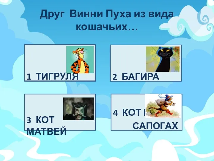 Друг Винни Пуха из вида кошачьих… 1 4 КОТ В