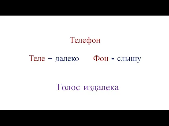 Телефон Теле – далеко Фон - слышу Голос издалека