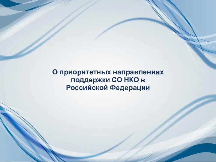 О приоритетных направлениях поддержки СО НКО в Российской Федерации