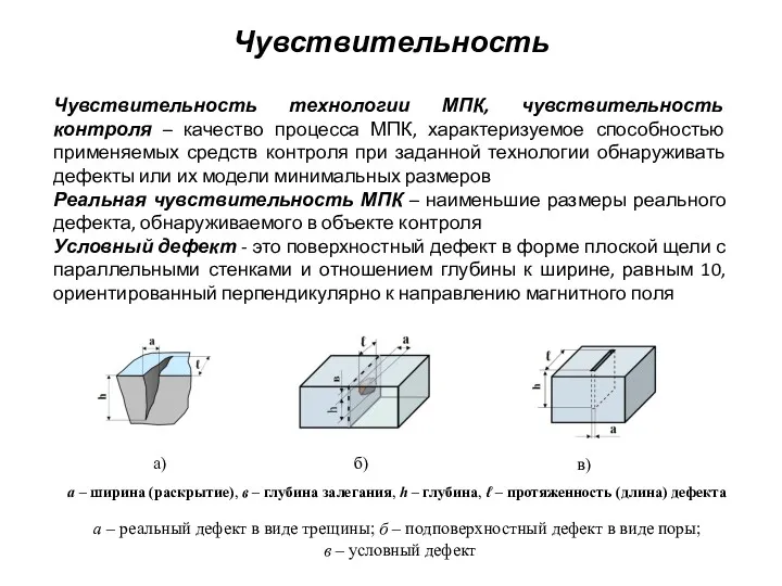 Чувствительность Чувствительность технологии МПК, чувствительность контроля – качество процесса МПК,