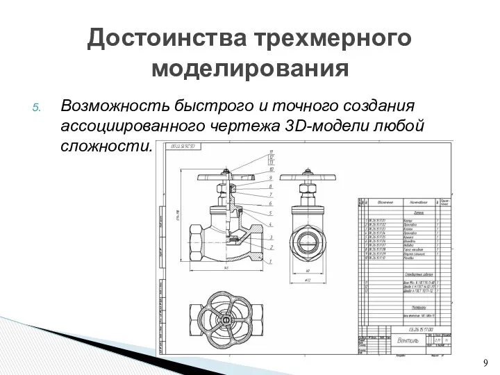 Возможность быстрого и точного создания ассоциированного чертежа 3D-модели любой сложности. Достоинства трехмерного моделирования