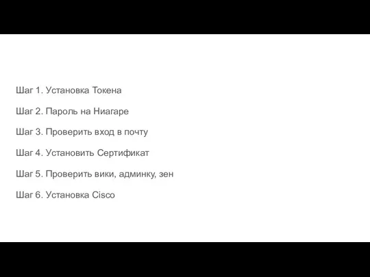 Шаг 1. Установка Токена Шаг 2. Пароль на Ниагаре Шаг