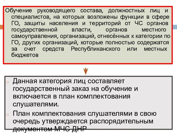 Обучение руководящего состава, должностных лиц и специалистов, на которых возложены