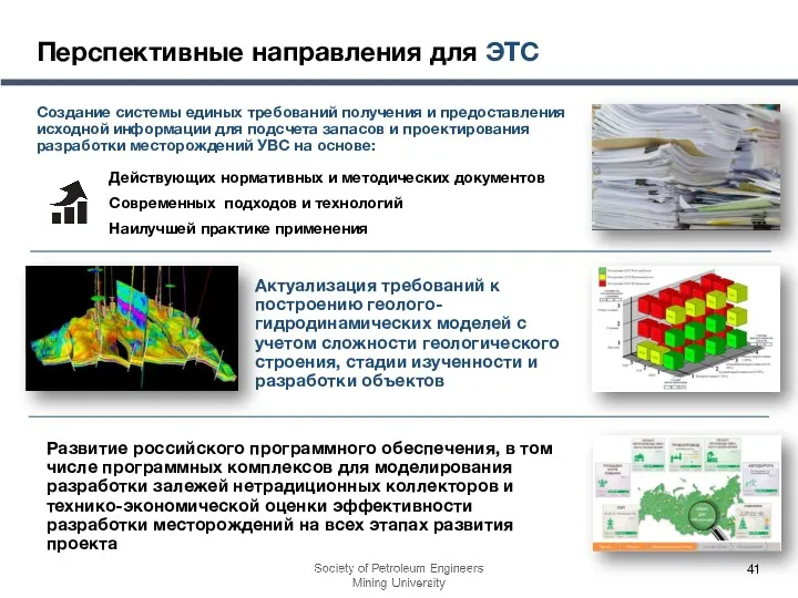 Перспективные направления для ЭТС Создание системы единых требований получения и