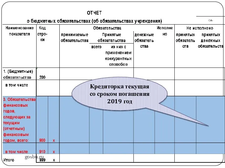 gosbu.ru Кредиторка текущая со сроком погашения 2019 год