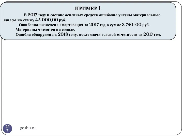 gosbu.ru ПРИМЕР 1 В 2017 году в составе основных средств