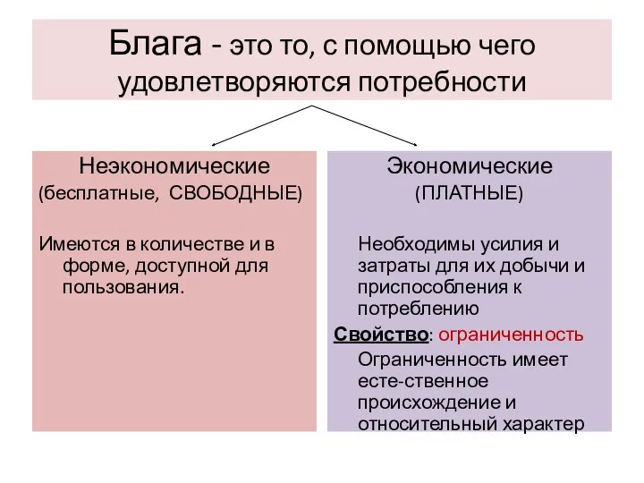 Блага - это то, с помощью чего удовлетворяются потребности Неэкономические