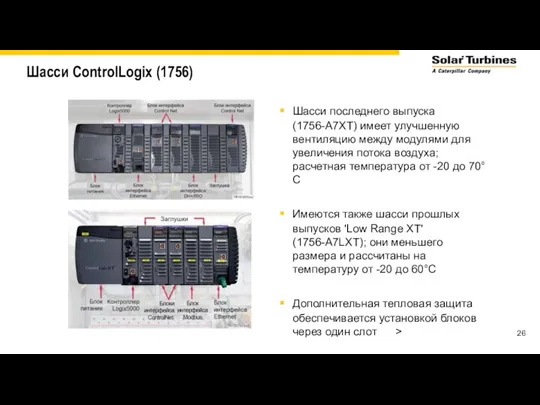 Шасси ControlLogix (1756) Шасси последнего выпуска (1756-A7XT) имеет улучшенную вентиляцию