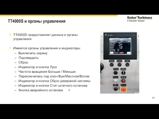 TT4000S и органы управления TT4000S предоставляет данные и органы управления