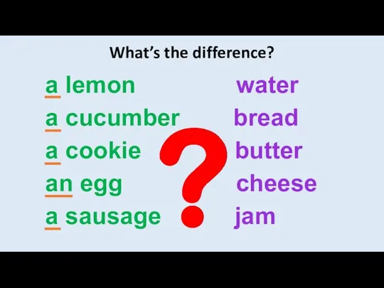 What’s the difference? a lemon water a cucumber bread a