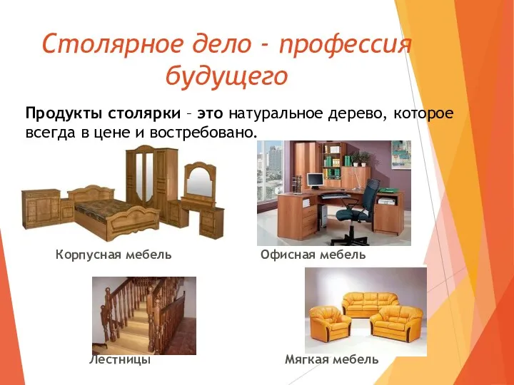 Столярное дело - профессия будущего Продукты столярки – это натуральное дерево, которое всегда