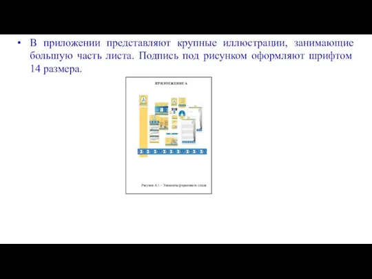 В приложении представляют крупные иллюстрации, занимающие большую часть листа. Подпись