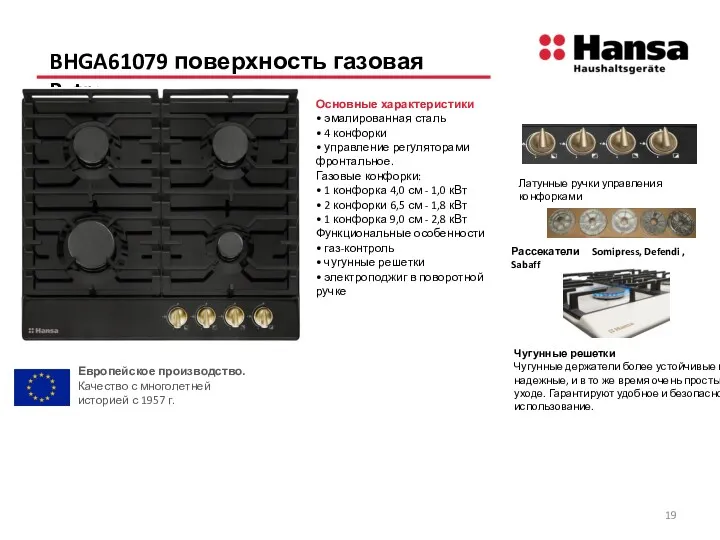 BHGA61079 поверхность газовая Retro Основные характеристики • эмалированная сталь •