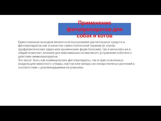 Единственным выходом является использование растительных средств и фитопрепаратов как в качестве самостоятельной терапии