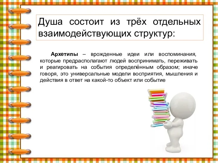 Архетипы – врожденные идеи или воспоминания, которые предрасполагают людей воспринимать,